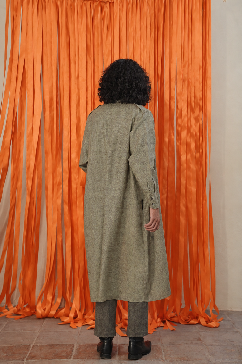 Plaid Linen Long Coro